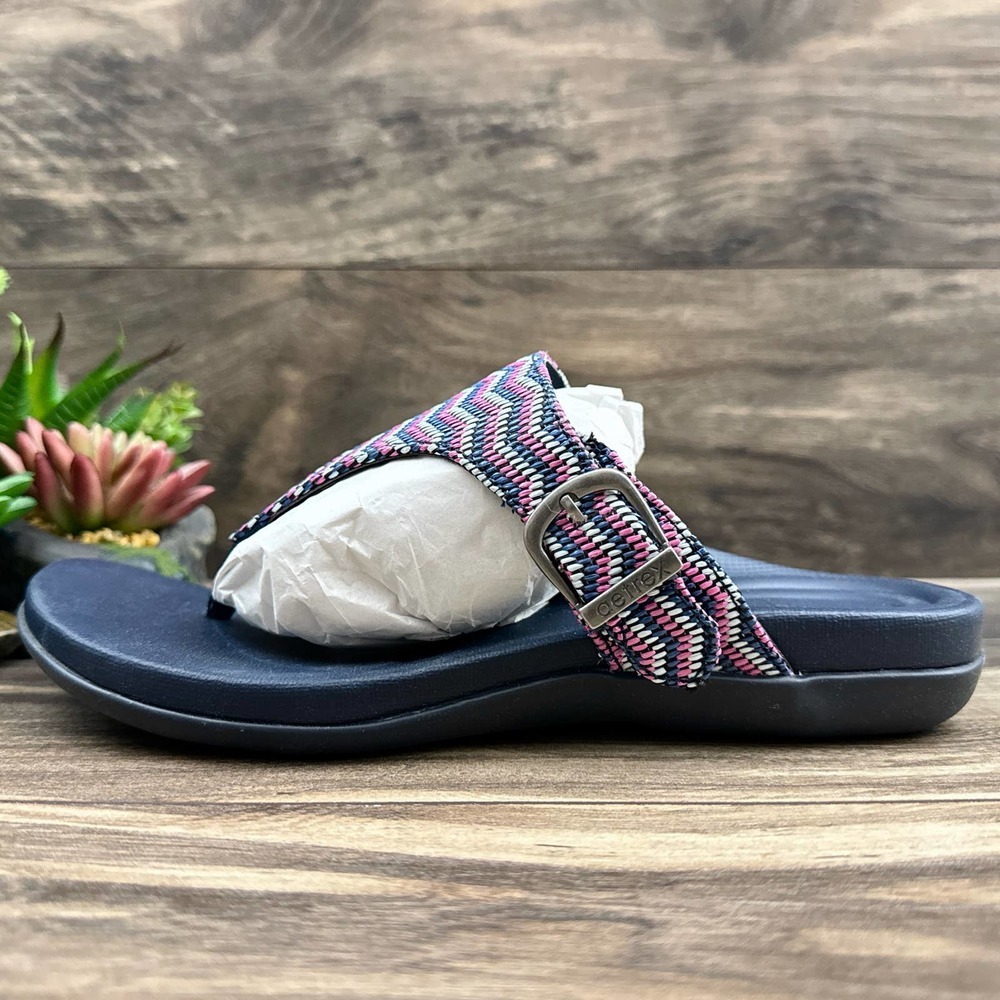 NIB Aetrex Rita 39 8.5 Thong Sandal Flip Flops Navy AE875 - Picture 6 of 12